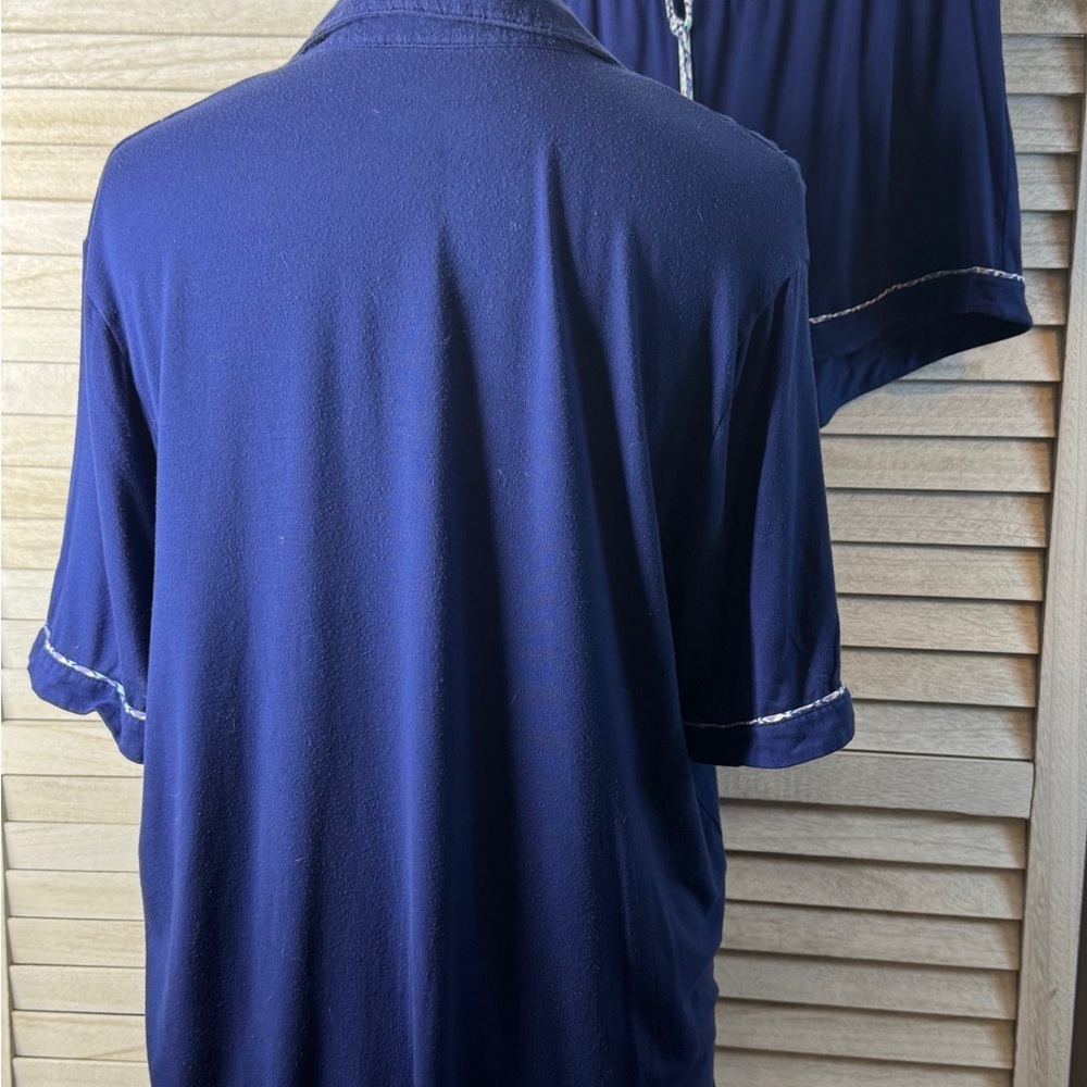 Victoria’s Secret Navy Button-Up Pajama Set Size L Soft Cozy Sleepwear Lounge - Picture 8 of 10